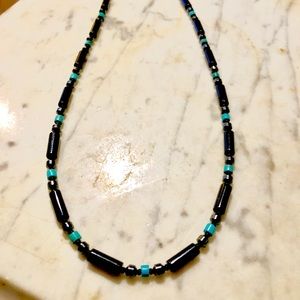 Men’s Turquoise & Black Beaded 22” Necklace